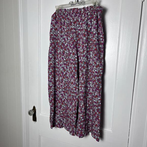 DKNY Women's Pink Ditsy Floral Stretch Wide Leg Pedal Pusher Pull On Pants M NEW - Picture 7 of 9